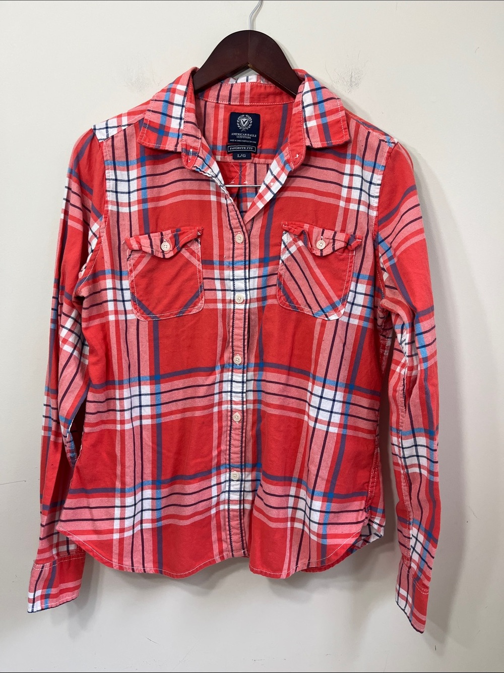 American Eagle Outfitters Women's Long Sleeve Button Down Shirt Size Large